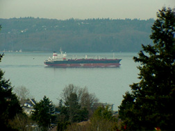 Cargo ship returning from Commencement Bay, Port of Tacoma, WA.